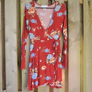 Floral Long Sleeve Wrap Dress :)